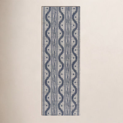 Karini Blue White Ikat Outdoor Rug