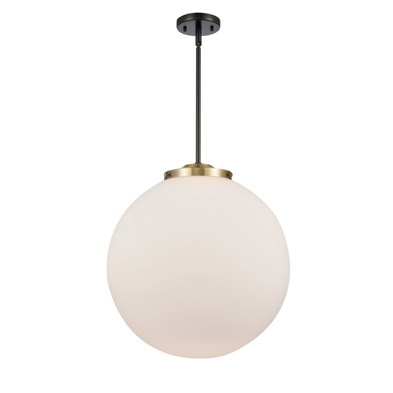Beacon Black Antique Brass 19" Globe Pendant with Glass Shade