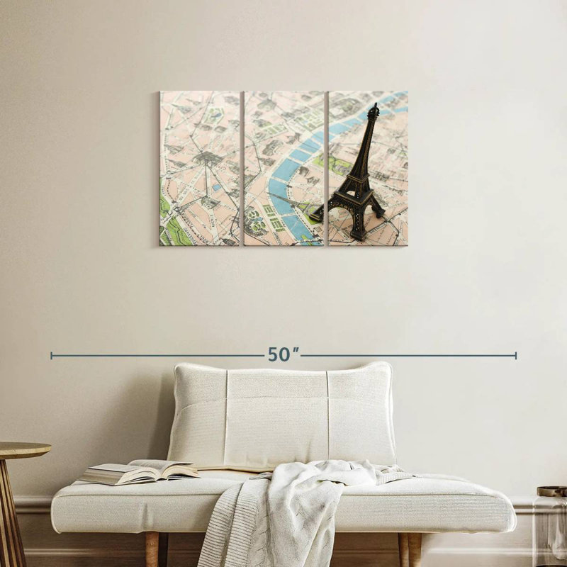Aliaz Eiffel Tower Paris Map, 20" H x 33" W