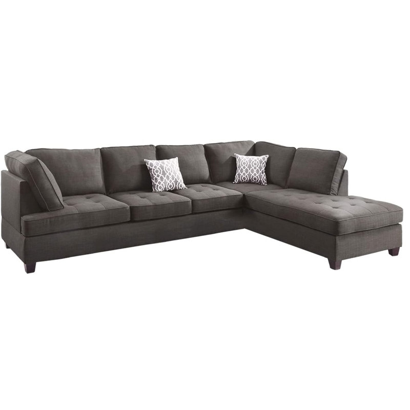3 - Piece Upholstered Chaise Sectional, Black 