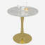 Table de salle à manger ronde avec plateau en marbre et piédestal doré, 2 à 4 places, style Mid-Century moderne pour le salon ou la cuisine