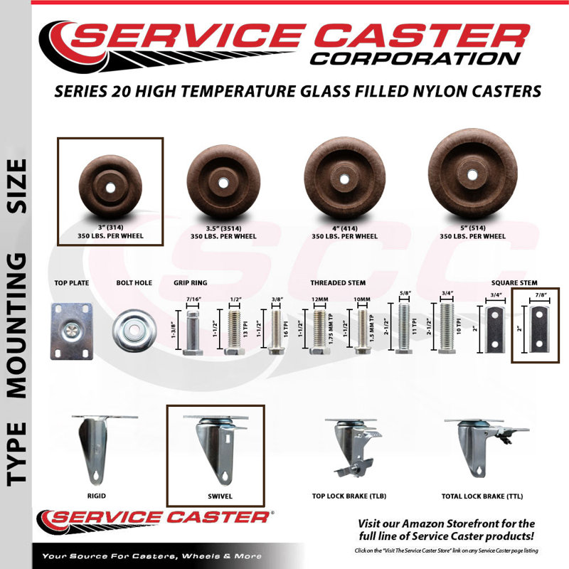 High Temp Glass Filled Nylon Caster