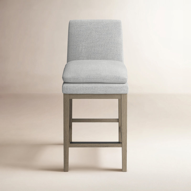 Bethea Upholstered Counter Stool, Gray Heathered, Graywash
