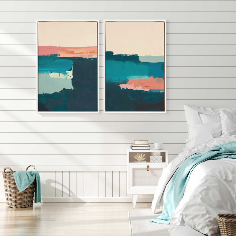 "Azure Reverie" par Golden Glow Interiors 2 - Pièces sur toile, Cadre opaque blanc, H 14 po x l 10 po