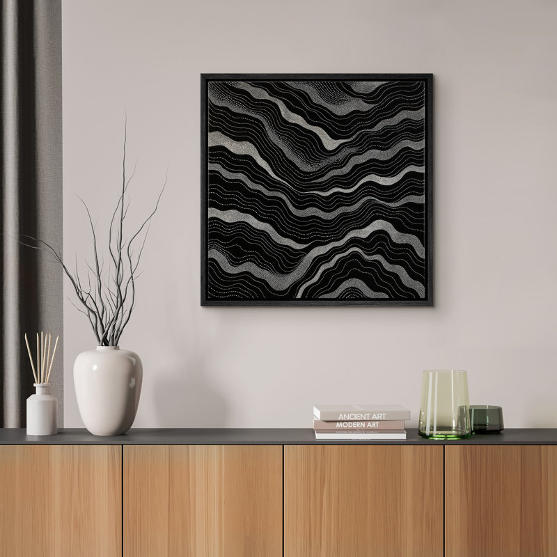 Reproduction d'art encadrée sur toile pour décor moderne neutre, Noir, H 16 po x l 16 po