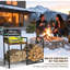 Porte-bûches de bois de chauffage décoratif 35 po avec motif de Noël, support de bois de chauffage intérieur extérieur en fer massif avec 3 crochets de suspension pour outils de feu, noir