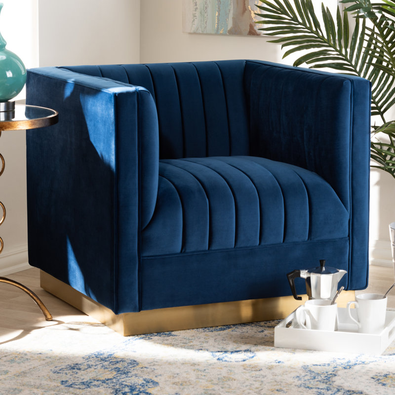 Velvet Armchair, Navy Blue