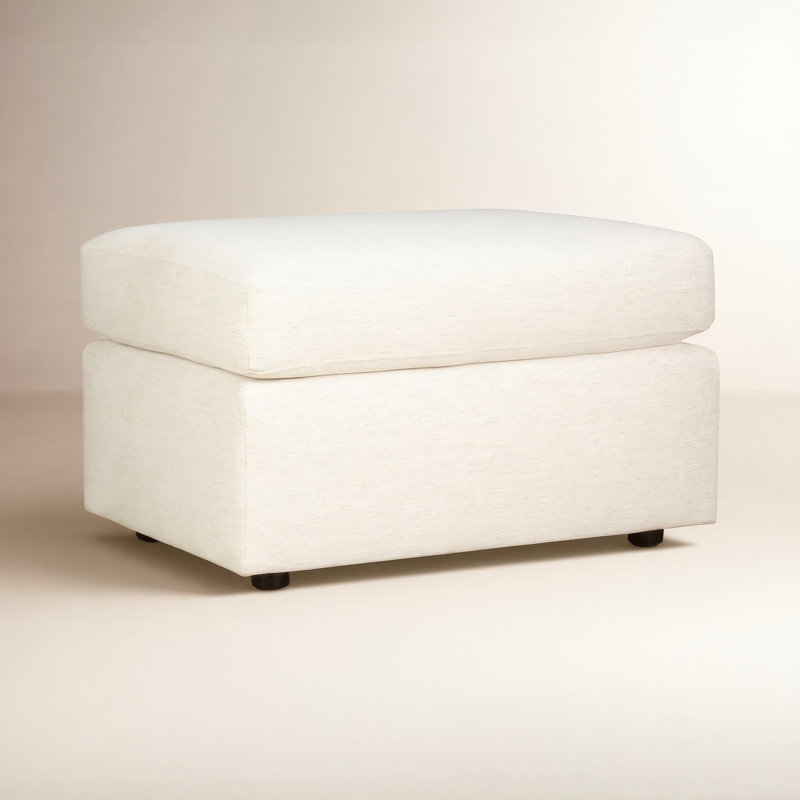 Damari 31.5" Wide Rectangle Standard Ottoman, Nomad Snow Crypton® Chenille