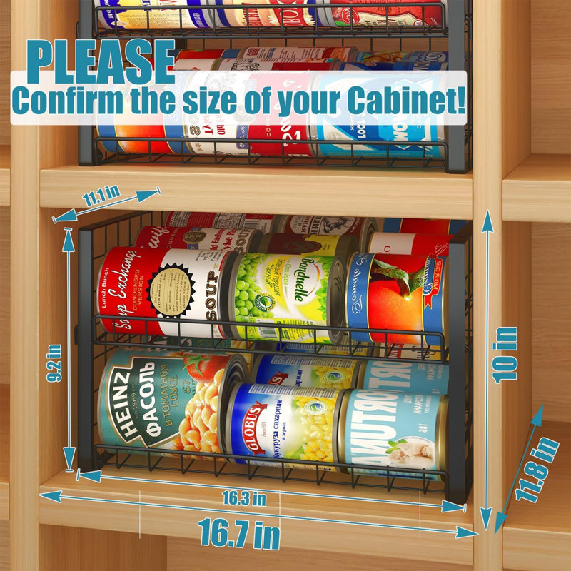 JKsmart 2-Tier Adjustable Can Rack Organizer – Stackable Pantry Storage for Cabinet & Countertop, Holds Up to 62 Cans (Soda, Beer, Canned Food), Sturdy Metal, Black