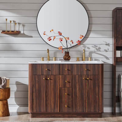 Ensemble de meuble-lavabo double 48 po avec lavabo et 2 armoires de rangement 48 po