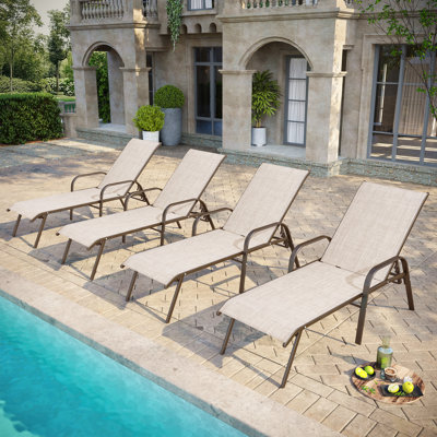 Outdoor Metal Chaise Lounge Set (Set of 4)