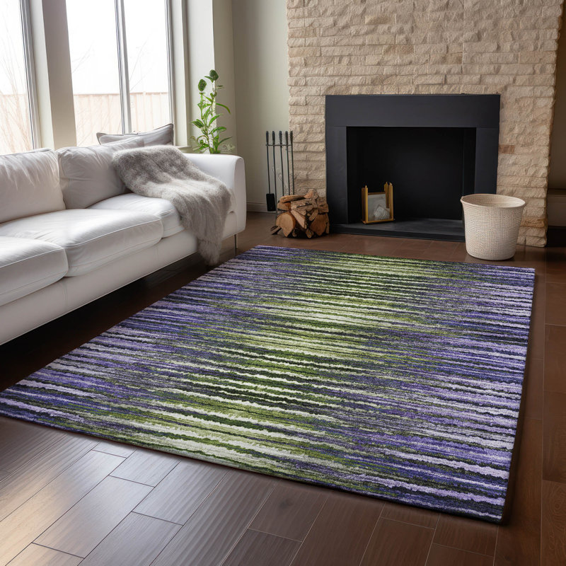 Premium Machine Washable Cerrito AMF604 Purple Runner Rug, Rectangle 3' x 5'