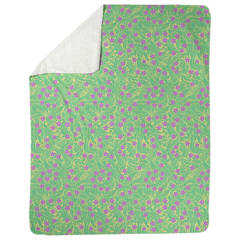 Couverture florale Katelyn Elizabeth Swirly, L 52,5 po x L 62,5 po, Jaune, vert et mauve