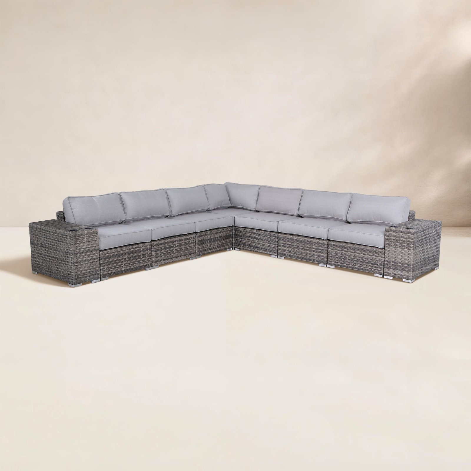 Minnesota 130" Patio Sectional, Mixed Gray