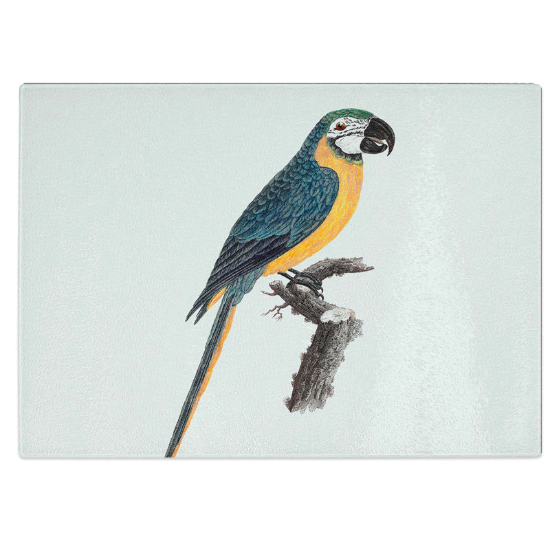 Tempered Glass Macaw Parrot Chopping Board, 39 cm W x 28.5 cm L