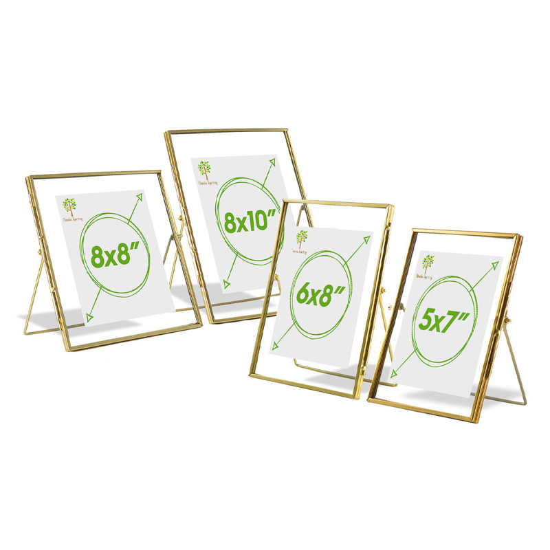 Nicola Spring Standing Metal Photo Frames Set - 4 Sizes, Gold