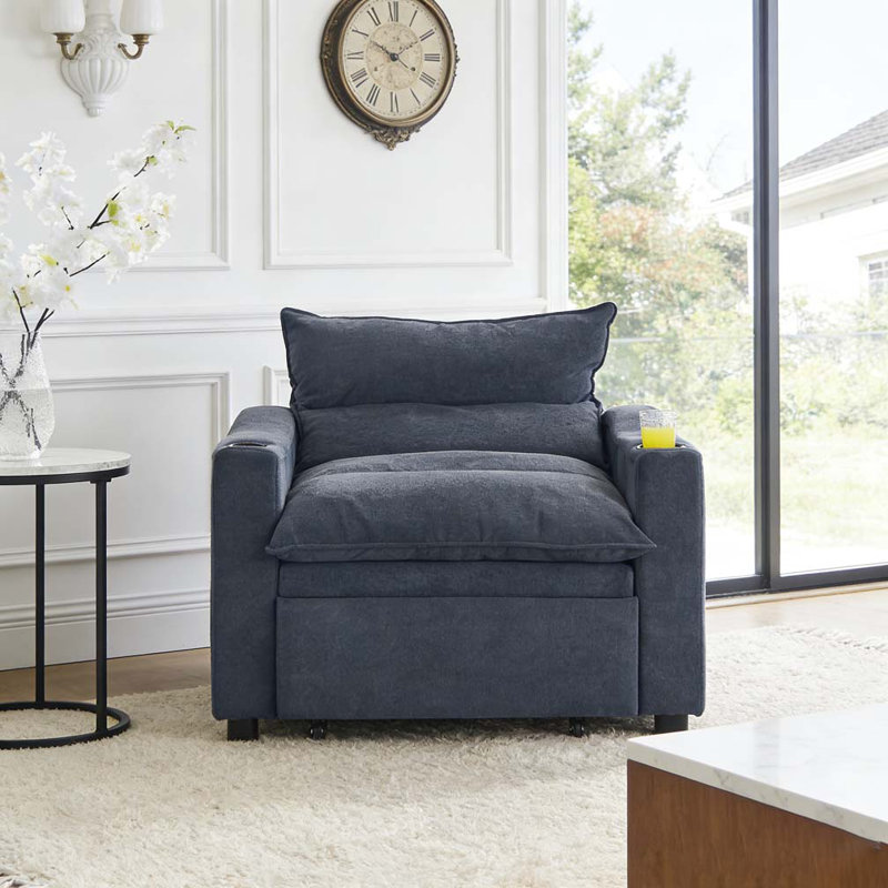 Canapé-lit réglable en tissu velours moderne, Gris