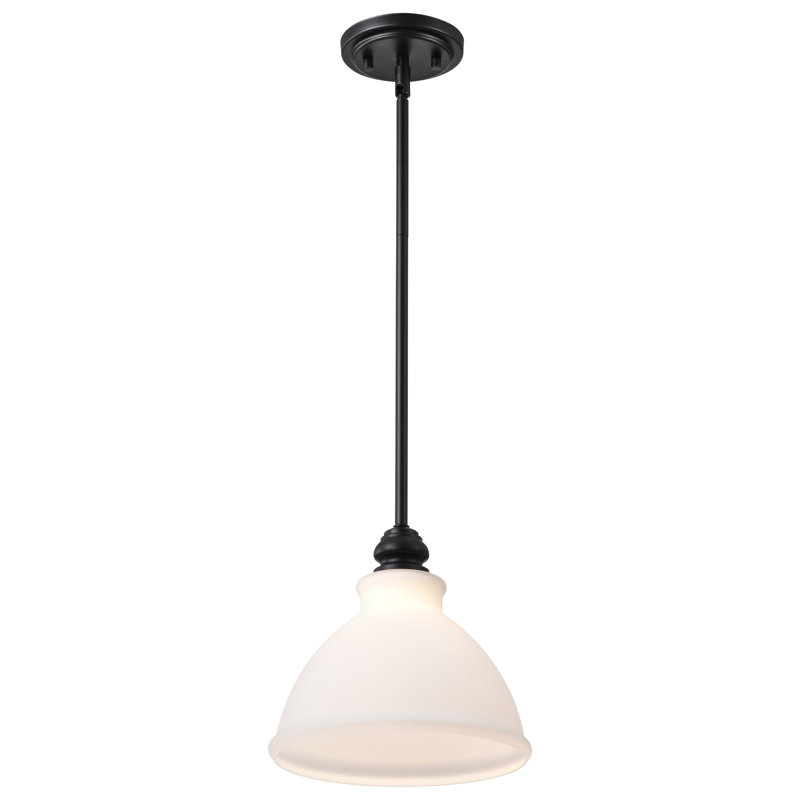 Mini-luminaire suspendu Malenna - noir mat avec verre blanc satiné, H 46 po x l 10 po x P 10 po