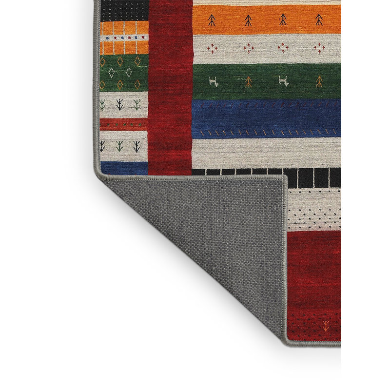 Tapis de zone rouge/beige contemporaine Wainberg, Rectangle 5 pi x 7 pi
