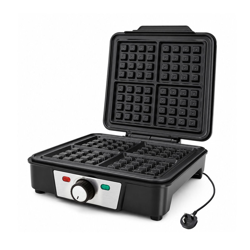 4 Slice Electric Waffle Maker with Temperature Control Knob, Non-Stick Cooking Plates, EU Plug Waffle Iron for Home Breakfast