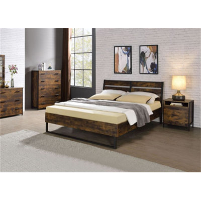 Juvanth Rustic Oak & Black Finish E. King Bed -  17 Stories, EDAED559D8FD4D2285BBBB28C7D25229