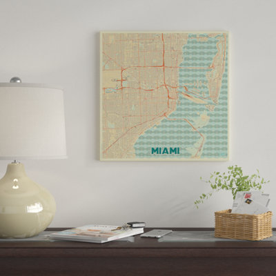 « miami rétro urban blueprint map », reproduction d’impression sur toile