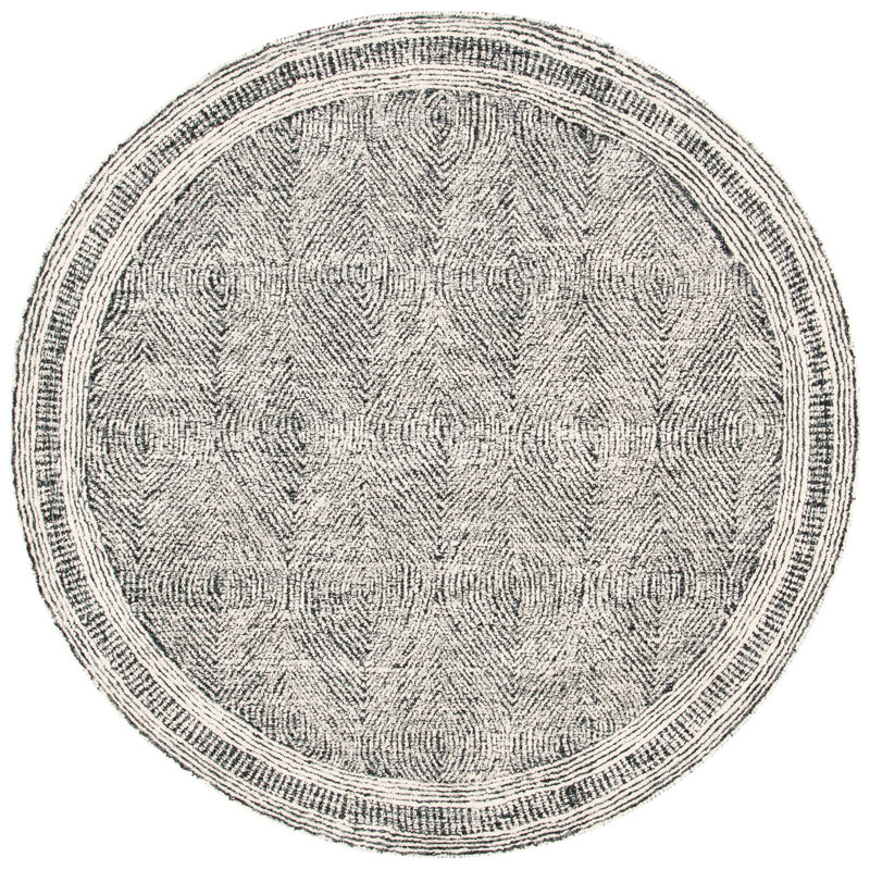 Cole Hand Tufted Wool Rug, Round 6', Ivory/Charcoal