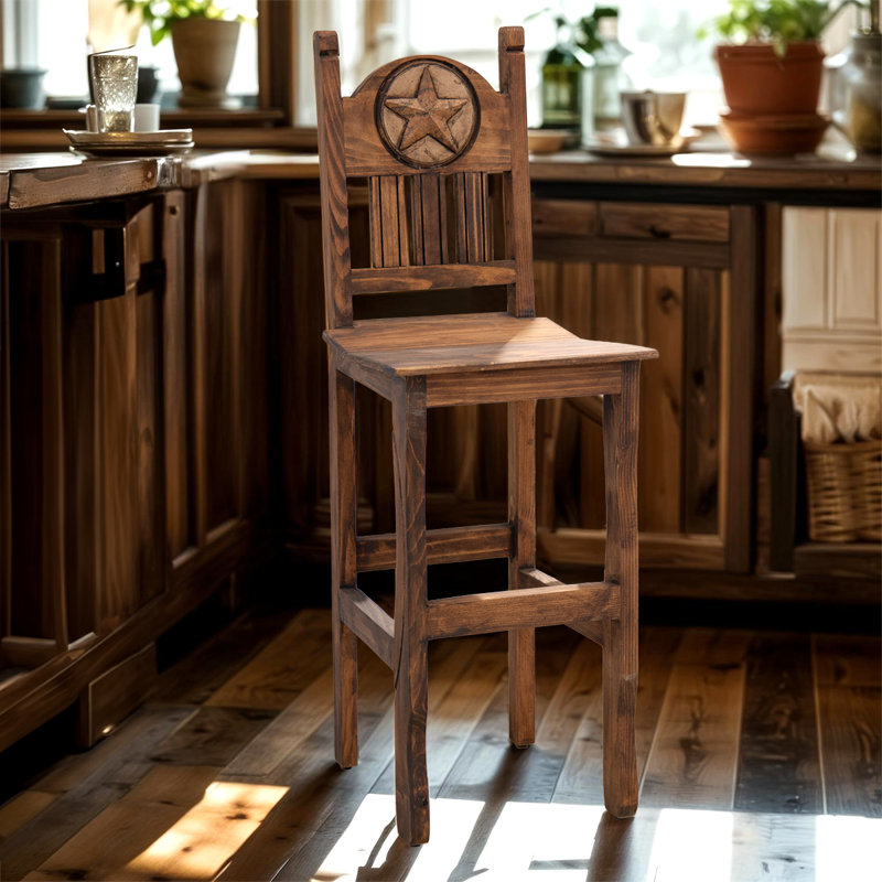 Tabouret de bar Lariat Star, Brun, Tabouret de comptoir (assise de 24 po de hauteur)