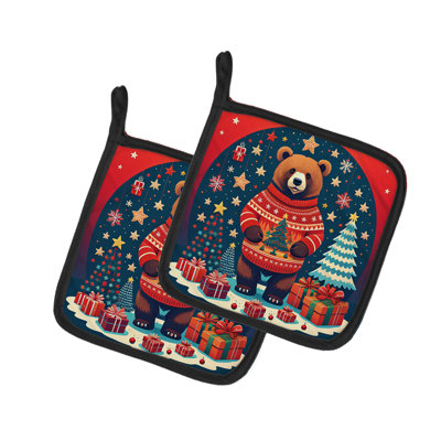 Paire de porte-casseroles Bear Christmas