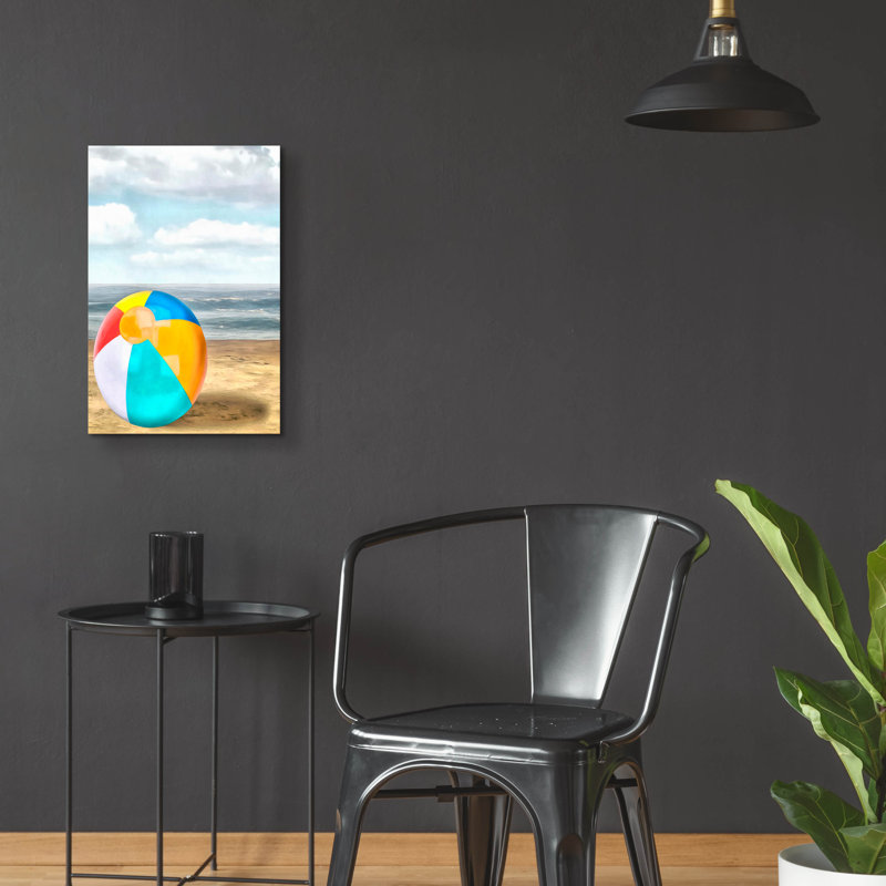 Art mural en verre épique «Beach Ball 1» par Alonzo Saunders, 16 po x 24 po, H 24 po x l 16 po