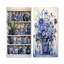 Ensemble de 2 décorations murales bleues et blanches Boho Plant Pottery II - Boho Pottery-129009544-129009540