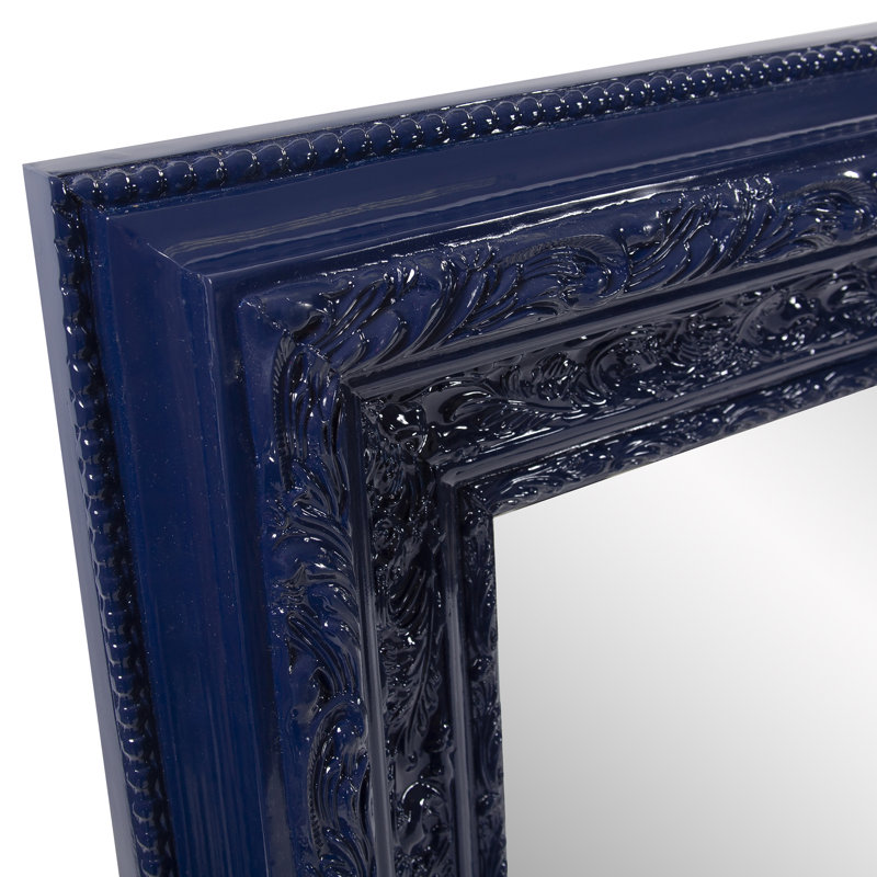 Beveled Accent Mirror, Glossy Navy Blue