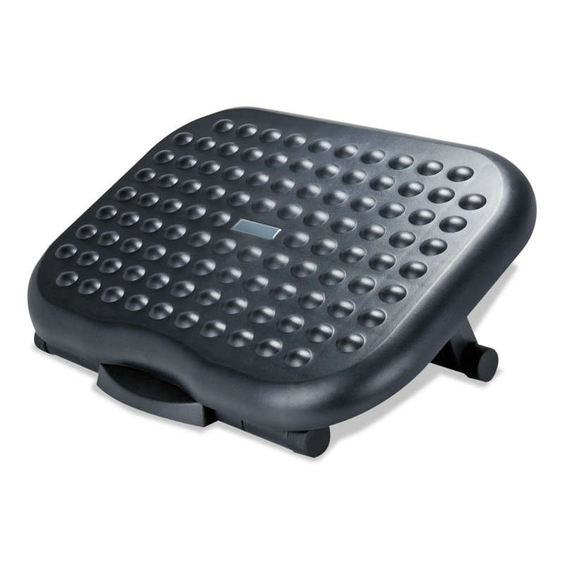 Black Adjustable Ergonomic Plastic Footrest with Massage Surface