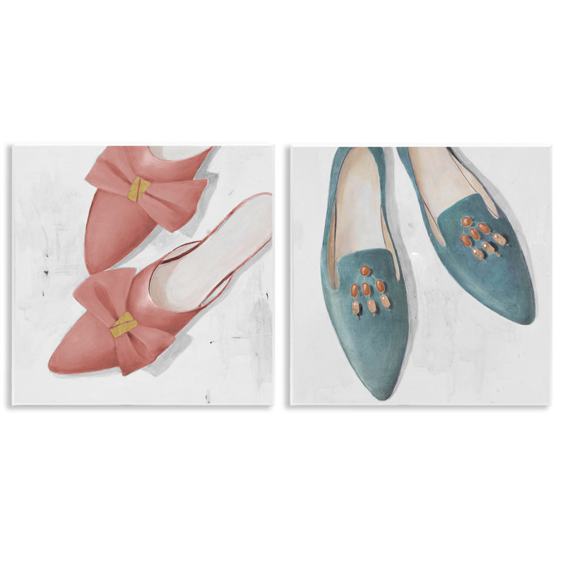 «Pink & Blue Fashion Flats», ensemble de 2 plaques murales par Lorenzo Collective