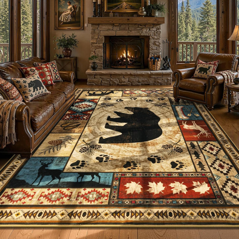 Tapis lavable Boho Chic, Rectangle 9 pi x 12 pi