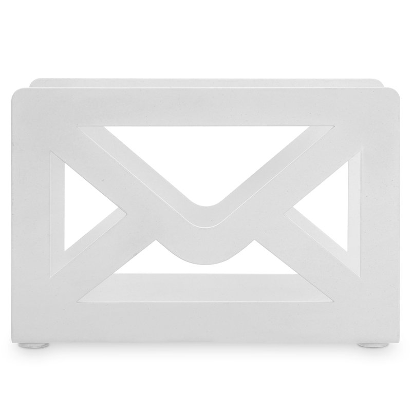 Anurima Metal Mail Desktop Cutout Paper Organiser, White