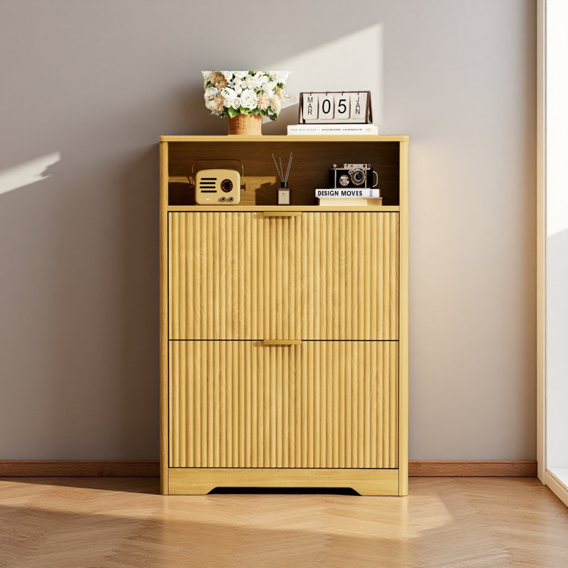 Shoe Cabinet Storage For Entryway Hidden Shoes Storage Cabinet With 2 Flip Drawers, Tall Free Standing Shoe Organizer Rack For Foyer, Hallway. 31.6'' L X 9.6'' W X 40'' H.