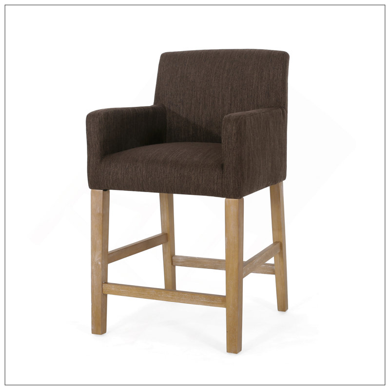 Tabouret de comptoir rembourré de 26 pouces - brun / brun patiné, Brun, Brun