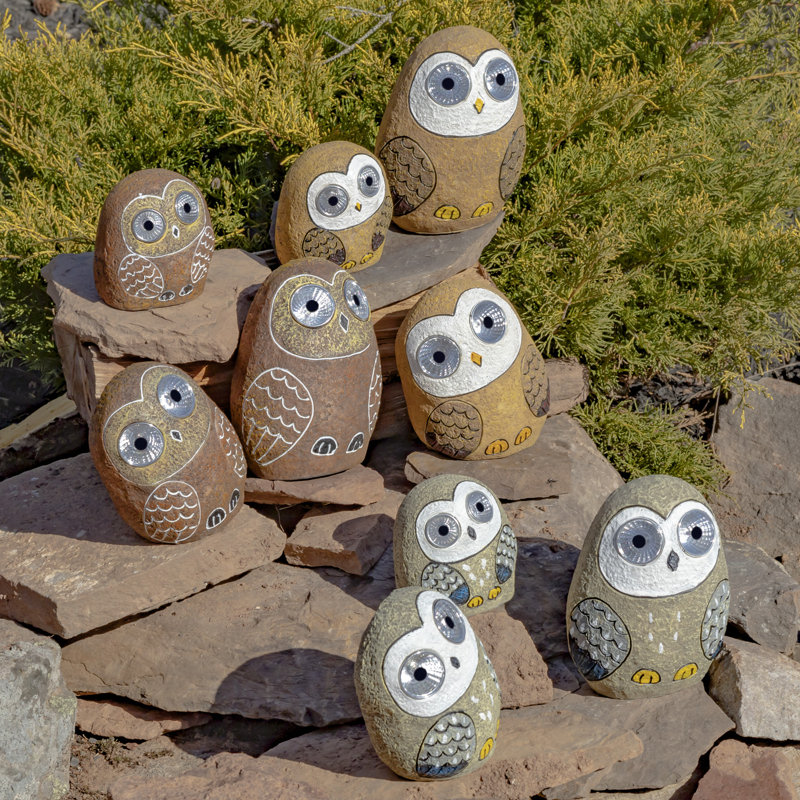 Ensemble de 3 statues Yorkshire Solar Owl, Brun