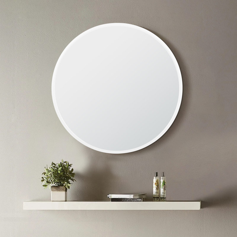 Miroir rond moderne à cadre mural en métal, 24 po x 24 po, Blanc