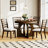 Hervey 5-Piece Retro Rustic Functional Dining Set Unique Geometric Design,Round Table Top with Leaf,dinning table set-1874598577-1874598583