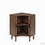 Armoire d'angle cannelée avec portes coulissantes et tablettes réglables