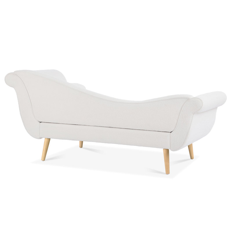 Chaise longue avec accoudoirs à volutes, coussin confortable, structure en bois massif + contreplaqué, pied en bouleau, siège spacieux, style traîneau classique de l 68,81 po x P 28,99 po et H 29,6 po, espace intérieur robuste rempli de mousse
