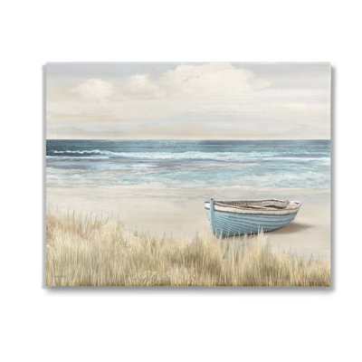 Bateau sur toile de rivage Grassy par Amber Sterling
