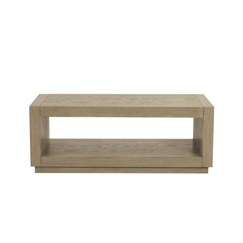 Table basse rectangulaire avec socle et tablette inférieure ouverte, Naturel
