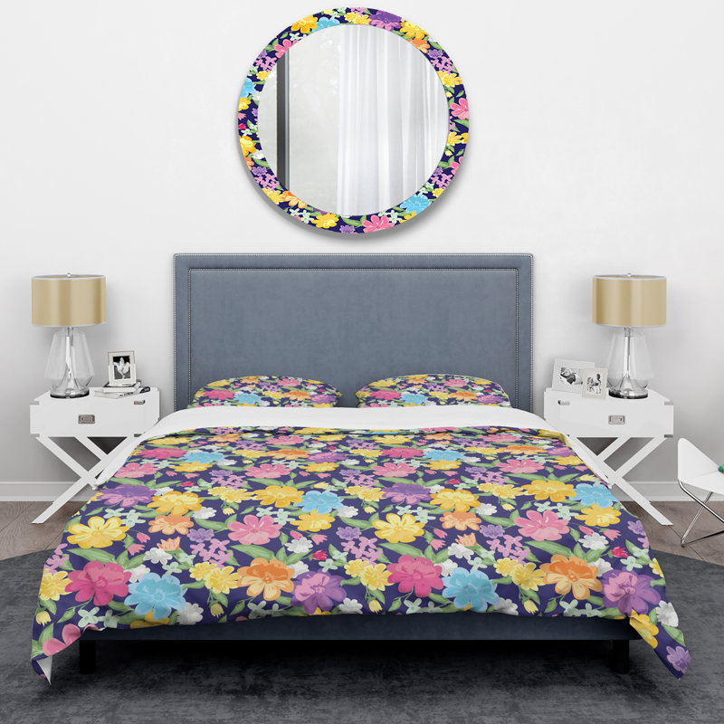 Mauve et jaune - Ensemble de housse de couette Cabin & Lodge, Housse de couette simple + 1 taie décorative stan