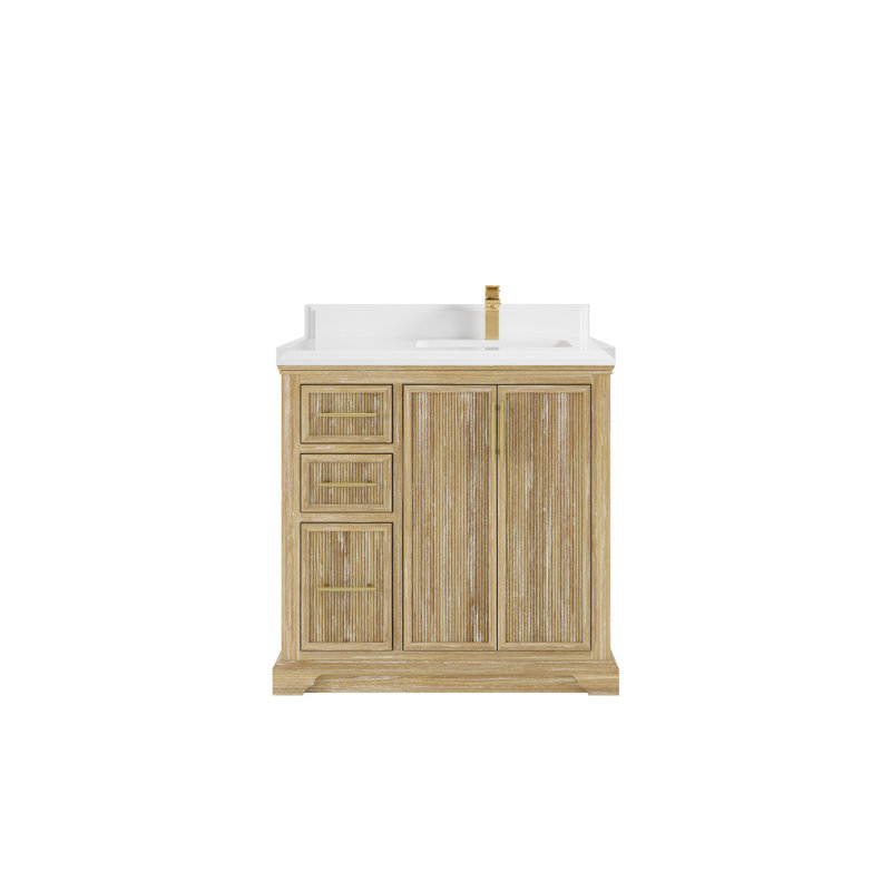 Ensemble de meuble-lavabo simple 36 po Emuel, Quartz blanc