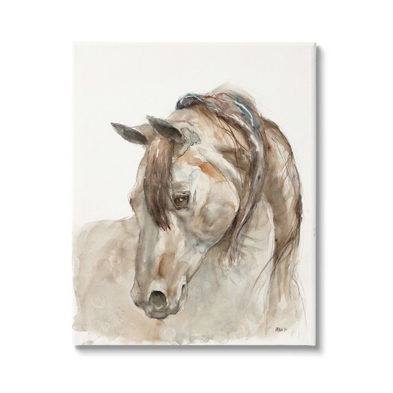 «Gentle Horse Portrait» par Patti Mann - Peinture, H 48 po x l 36 po x P 1,5 po, Toile tendue