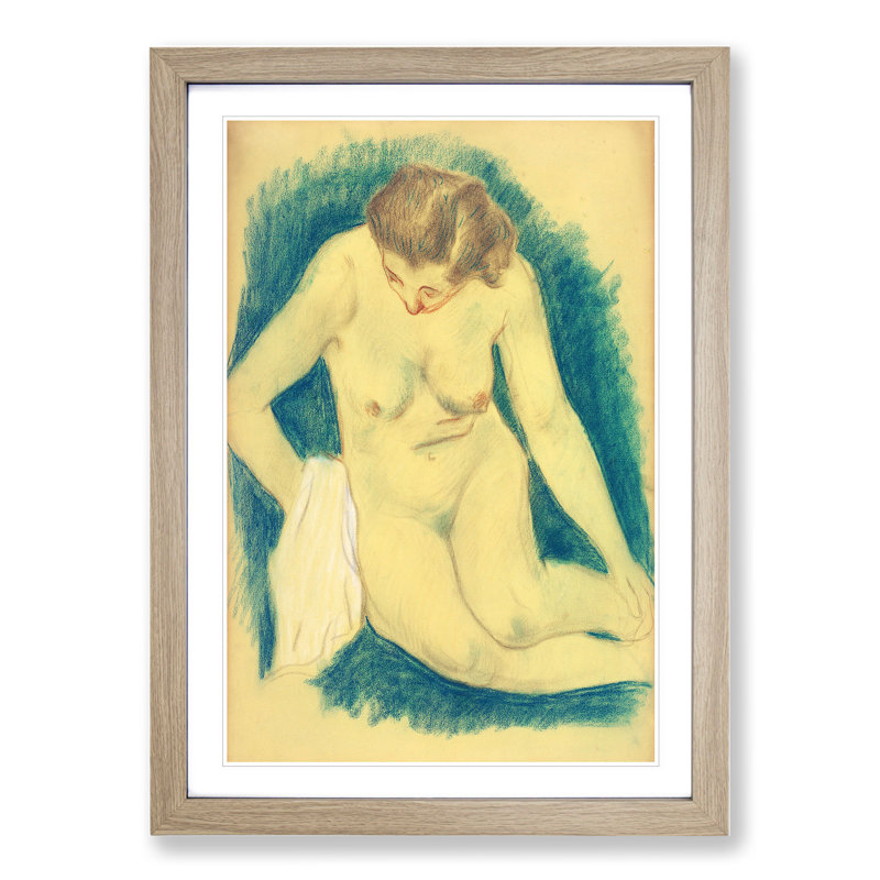 Seated Nude by Paul Gauguin - Picture Frame Painting, 36cm H x 27cm W x 2cm D, Oak Framed