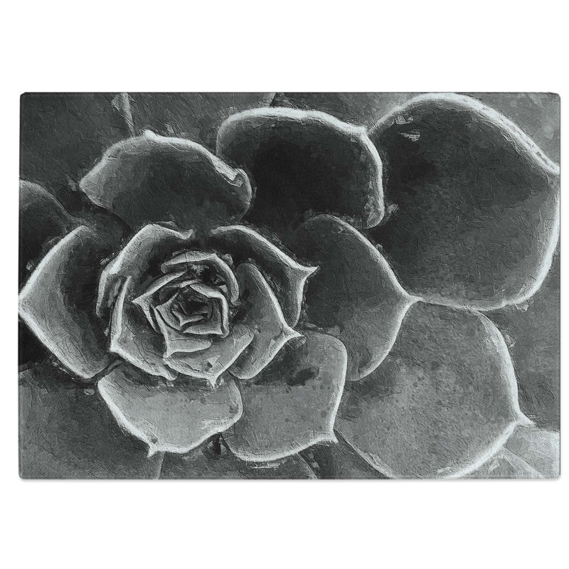 Tempered Glass Succulent Plant Chopping Board, 39 cm W x 28.5 cm L